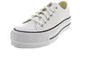 A white Converse Chuck Taylor All Star Lift Ox platform sneaker is shown from a side angle against a white background. Voir les images du produit