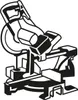 A black and white illustration of a miter saw. Voir les images du produit