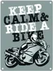 Keep calm & ride a bike Metallschild in 15x20 cm in blau Produktbild-Vorschau 1