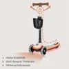 A children's scooter with LED lights and a basket, shown with feature highlights. Anteprima dell’immagine prodotto