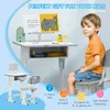 HOMCOM Schreibtisch- und Stuhl-Set für Kinder von 6–12 Produktbild-Vorschau 4