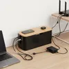 Relaxdays Kabelbox für Steckdosenleiste, Bambus, Deckel, Produktbild-Vorschau 2