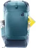 A close-up view of a teal and gray backpack. Voir les images du produit