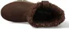A top-down view of a brown boot with a knitted cuff. Voir les images du produit