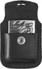A black leather case with a silver closure, holding a metallic object. Podgląd zdjęcia produktu