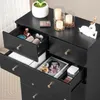 A black dresser with open drawers displaying various cosmetic items. Náhľad obrázku produktu