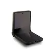 A black flip phone case is shown open on a white background. Produktbild-Vorschau