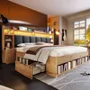 Abrihome Dvoulůžková postel z masivního dřeva 180x200 cm Náhled obrázku produktu 2