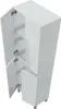 A white, tall cabinet with its doors open, revealing shelves inside. The cabinet is shown from a slightly elevated, diagonal angle. Produktbild-Vorschau