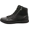 A side view of a black leather high-top boot with laces and a zipper. Anteprima dell’immagine prodotto