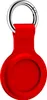 A red silicone case for an Apple AirTag with a silver keyring. Produktbild-Vorschau