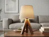Kleine Tischlampe skandinavisch mit Holz & Leinen Produktbild-Vorschau 6