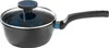 A black saucepan with a blue interior and a glass lid with a blue knob is shown against a white background. Anteprima dell’immagine prodotto