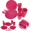 LS-LebenStil Camping Geschirr Picknick-Set 31-teilig Rot Produktbild-Vorschau 1