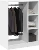 A white wardrobe with clothes hanging on a rack and folded items on shelves. Náhľad obrázku produktu