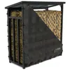 Abri à bois extérieur en métal galvanisé noir avec toit pour ranger les bûches et le bois de chauffa Voir les images du produit