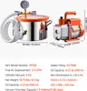 A vacuum chamber and a vacuum pump are shown with dimensions and specifications. Anteprima dell’immagine prodotto