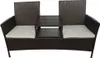 A brown rattan sofa with white cushions and a central table. Náhled obrázku produktu