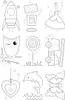 A collage of nine different coloring pages for children, featuring a rocket, robot, princess, owl, flower, truck, heart, dolphin, and butterfly. Produktbild-Vorschau
