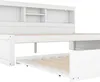 A white daybed with a pull-out trundle bed and storage compartments in the headboard. Podgląd zdjęcia produktu
