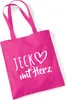 Huuraa Jutebeutel Jeck mit Herz 10 Liter Fuchsia Baumwolle Produktbild-Vorschau 1