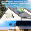 A collage showing a solar-powered outdoor light and its solar panel mounted on a roof, and a separate image of a solar panel on a roof with a house in the background. Produktbild-Vorschau
