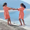CalmyBEACH Frottee Badeponcho Kinder Bademantel  - Peach Produktbild-Vorschau 6