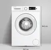 A white Telefunken washing machine is shown against a light gray background, with dimensions indicated. Produktbild-Vorschau