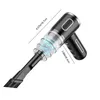 A black and gray handheld vacuum cleaner is shown against a white background with measurement lines and text indicating dimensions. Produktbild-Vorschau