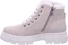 Side view of a cream-colored winter boot with white fur lining and a thick white sole. Anteprima dell’immagine prodotto