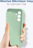 A hand holding a light green phone case. Produktbild-Vorschau