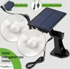 A product image showing a solar hanging lamp with its components and features highlighted. Produktbild-Vorschau