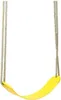 A yellow swing seat with two ropes hanging from it, isolated on a white background. Produktbild-Vorschau