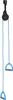 A black pulley system with blue handles and cords, suspended against a white background. Produktbild-Vorschau