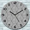 Wanduhr aus Glas Rund fi 30 Geometrische Würfel Quarz Deko Produktbild-Vorschau 1