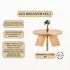COUCHTISCH Eichenholz vollmassiv rund Naturbelassenen Produktbild-Vorschau 5
