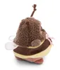 A plush toy bee costume on a brown bear plush toy, shown from the side against a white background. Produktbild-Vorschau