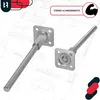 Two metal post anchors are shown against a blueprint background. Text and a logo are present. Produktbild-Vorschau