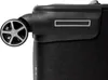 Close-up of a black suitcase wheel and part of the body. Produktbild-Vorschau