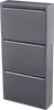 A gray metal shoe cabinet with three flip-down doors. Náhled obrázku produktu