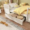 A child's bedroom with a white bunk bed, yellow bedding, and toys. Produktbild-Vorschau