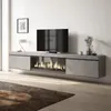 A modern living room with a TV cabinet featuring an electric fireplace. Produktbild-Vorschau