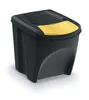 A black recycling bin with a yellow lid, shown from a slightly elevated front-left angle against a white background. Anteprima dell’immagine prodotto