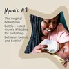 A mother is feeding her baby with a bottle. Text overlays highlight the product's features. Voir les images du produit