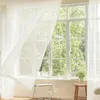 Easy Home Voile Vorhang mit Pompoms - Boho Chic Transparent Produktbild-Vorschau 2