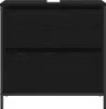A front view of a black washbasin cabinet with two drawers. Produktbild-Vorschau