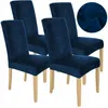 Stuhlhusse Stretch Dunkelblau - Samt - 4 Stück - Universal Produktbild-Vorschau 1