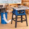 A table saw and a dust collector are set up in a workshop environment. Produktbild-Vorschau