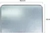 A top-down view of a rectangular metal plate with rounded corners, likely a hearth plate or ash pan for a stove or fireplace. Dimensions are indicated. Produktbild-Vorschau