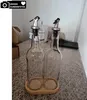 set di 2 bottiglie in vetro per olio con supporto in legno Anteprima dell’immagine prodotto 6